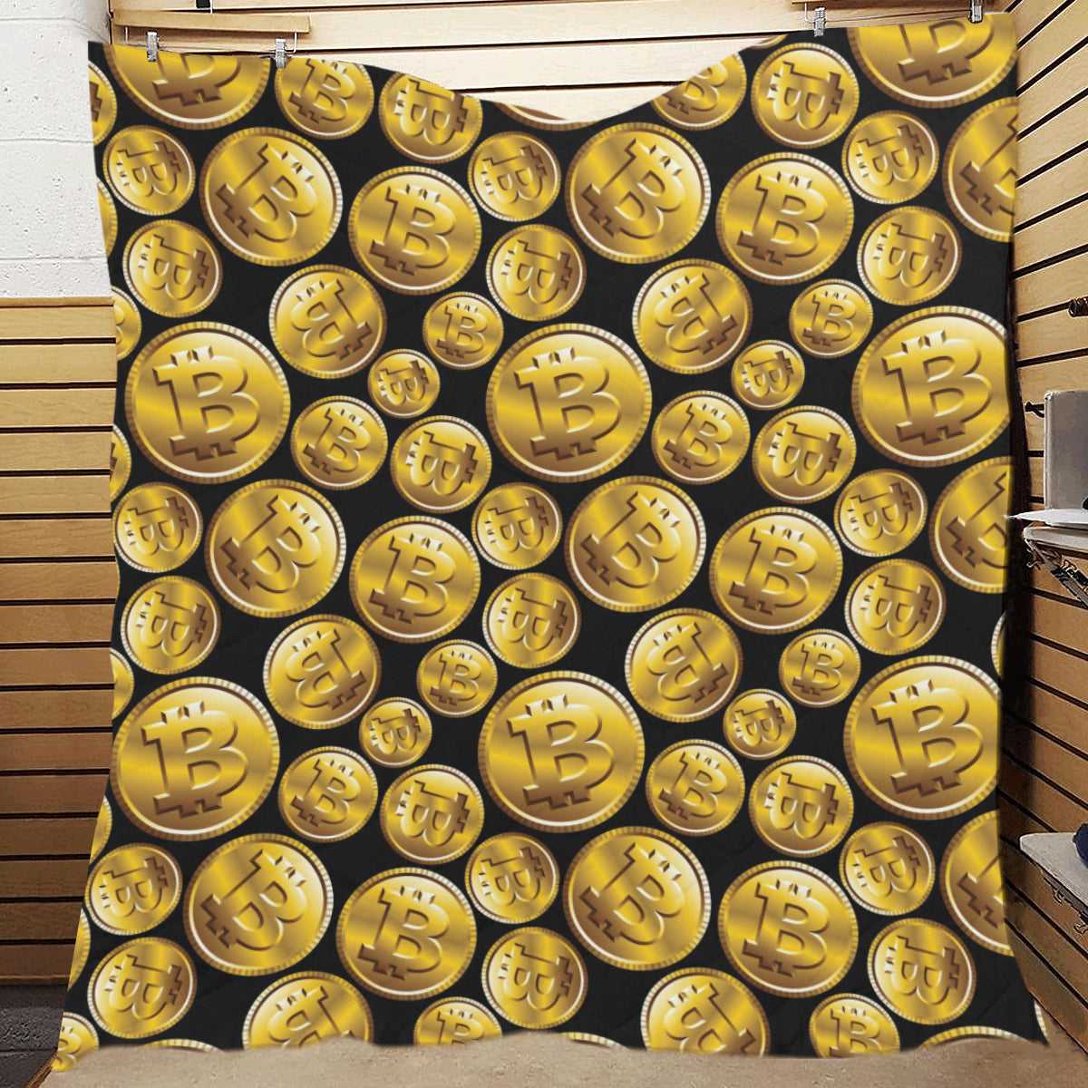 Bitcoin Pattern Print Design DO05 Premium Quilt