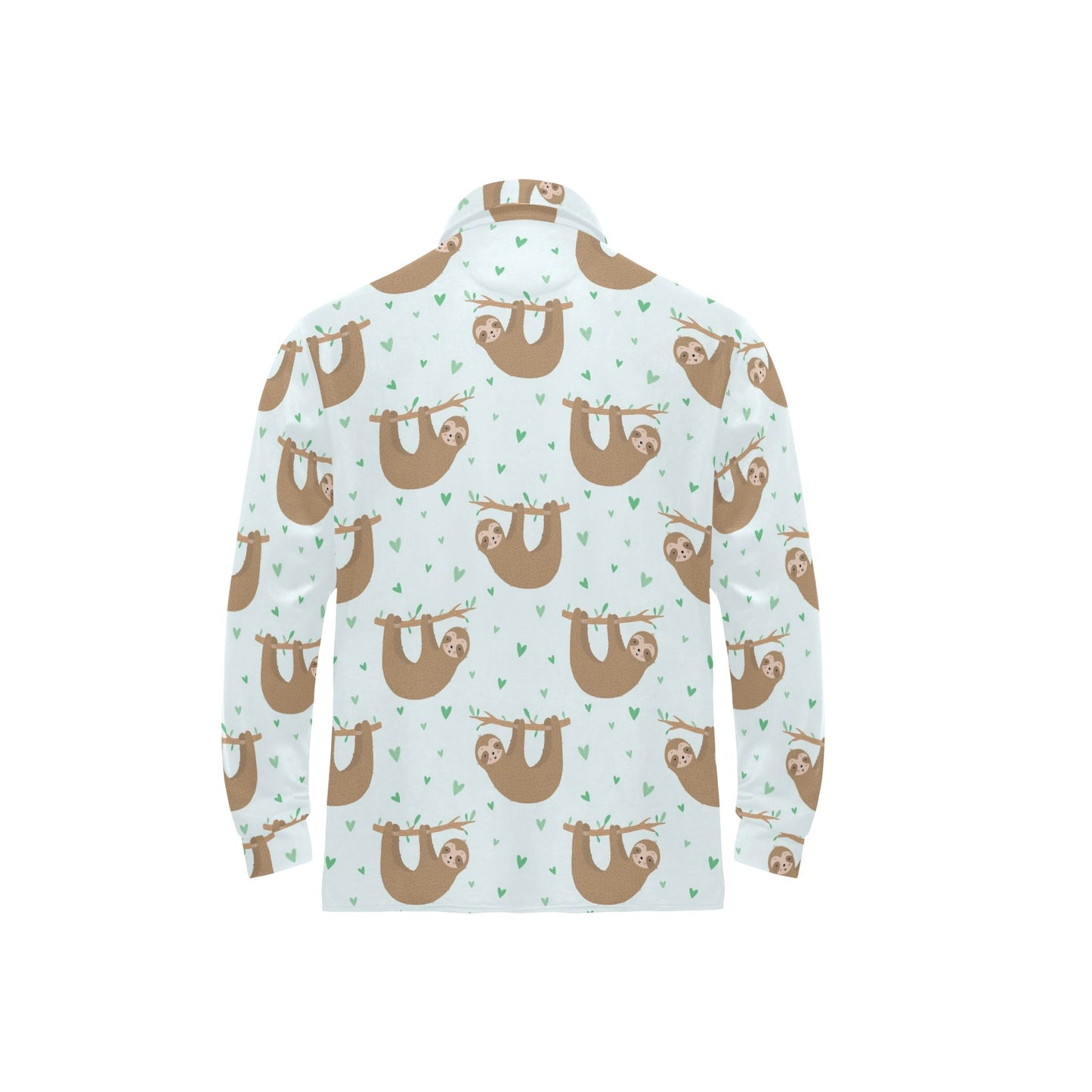 Sloth Print Design LKS308 Long Sleeve Polo Shirt For Men's