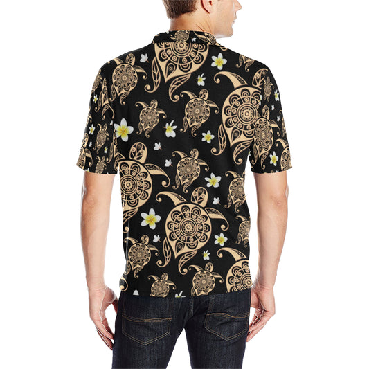Turtle Polynesian Tribal Hawaiian Men Polo Shirt