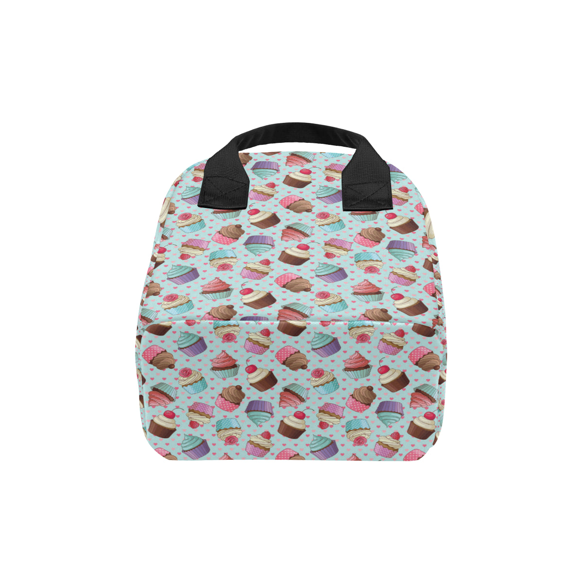 Cupcakes Fancy Heart Print Pattern Insulated Lunch Bag