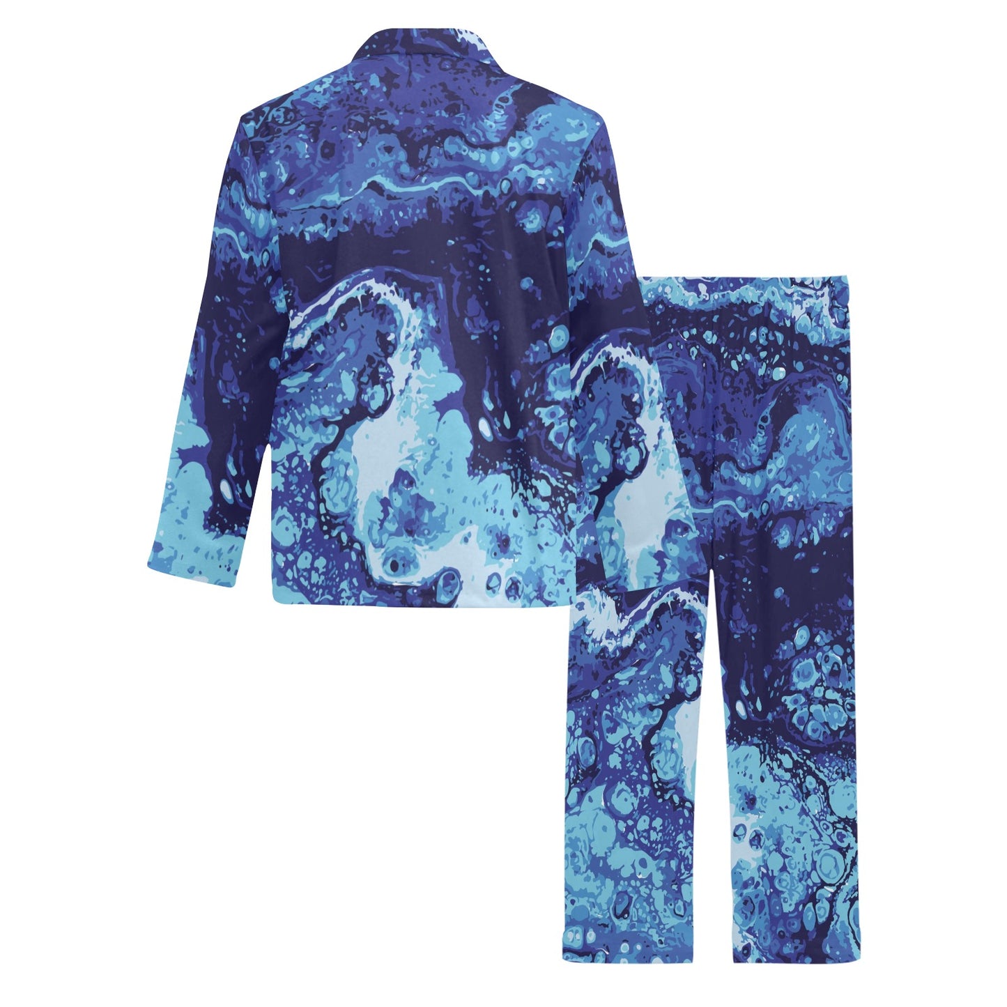 Ocean Liquid Pattern Print Design A03 Men's Long Pajama Set