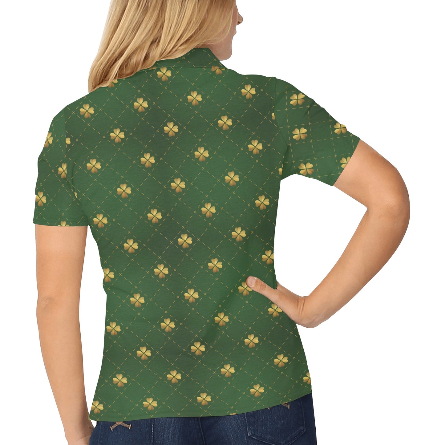Clover Pattern Print Design 01 Women's Polo Shirt