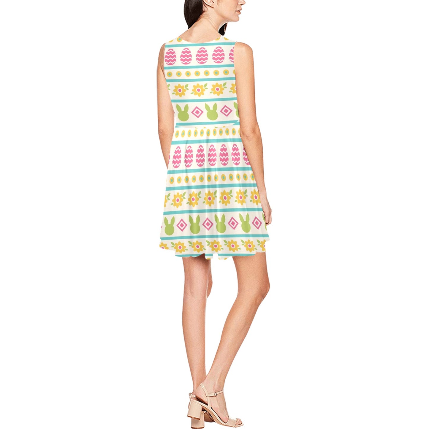 Easter Eggs Pattern Print Design RB016 Sleeveless Dress