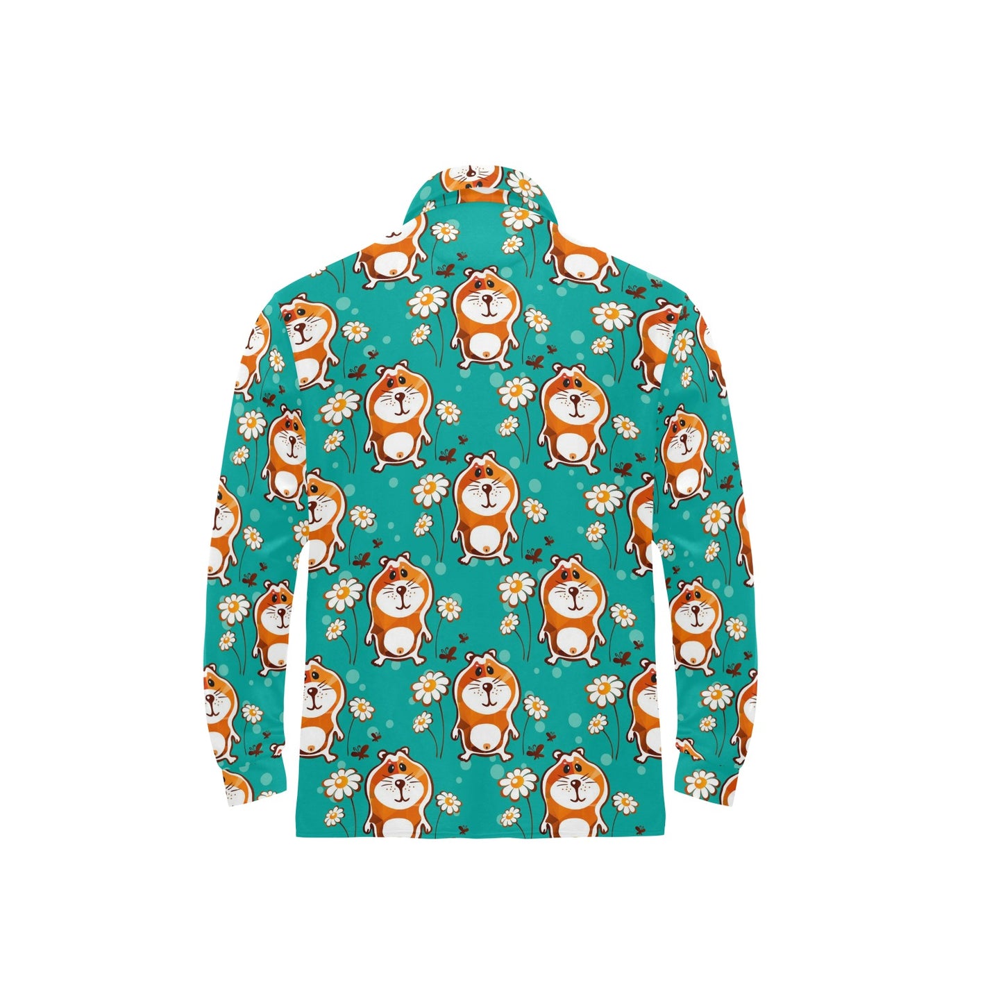Hamster Pattern Print Design 01 Long Sleeve Polo Shirt For Men's