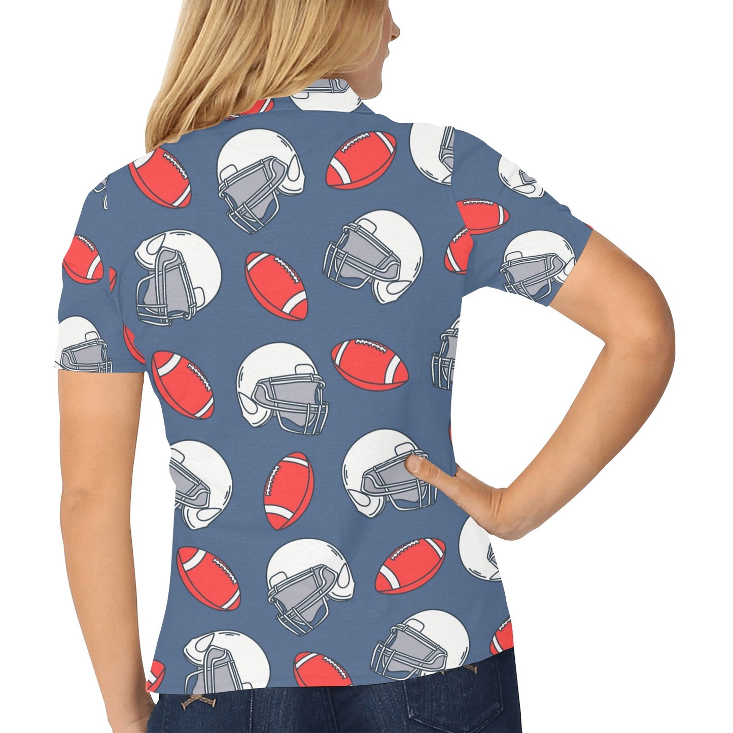American Football Helmet Design Pattern Women's Polo Shirt