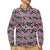 Hibiscus Pink Zigzag Line Pattern Design LKS307 Long Sleeve Polo Shirt For Men's