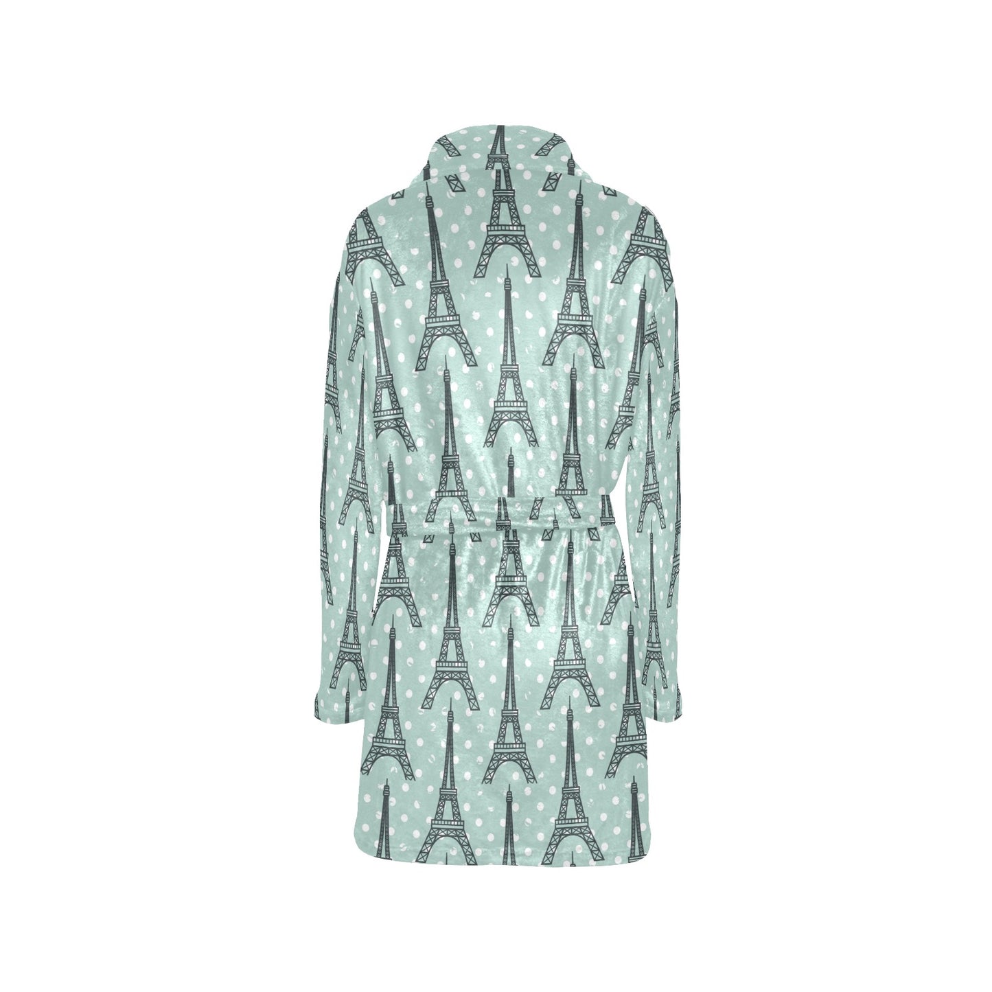 Eiffel Tower Polka Dot Print Women's Fleece Robe