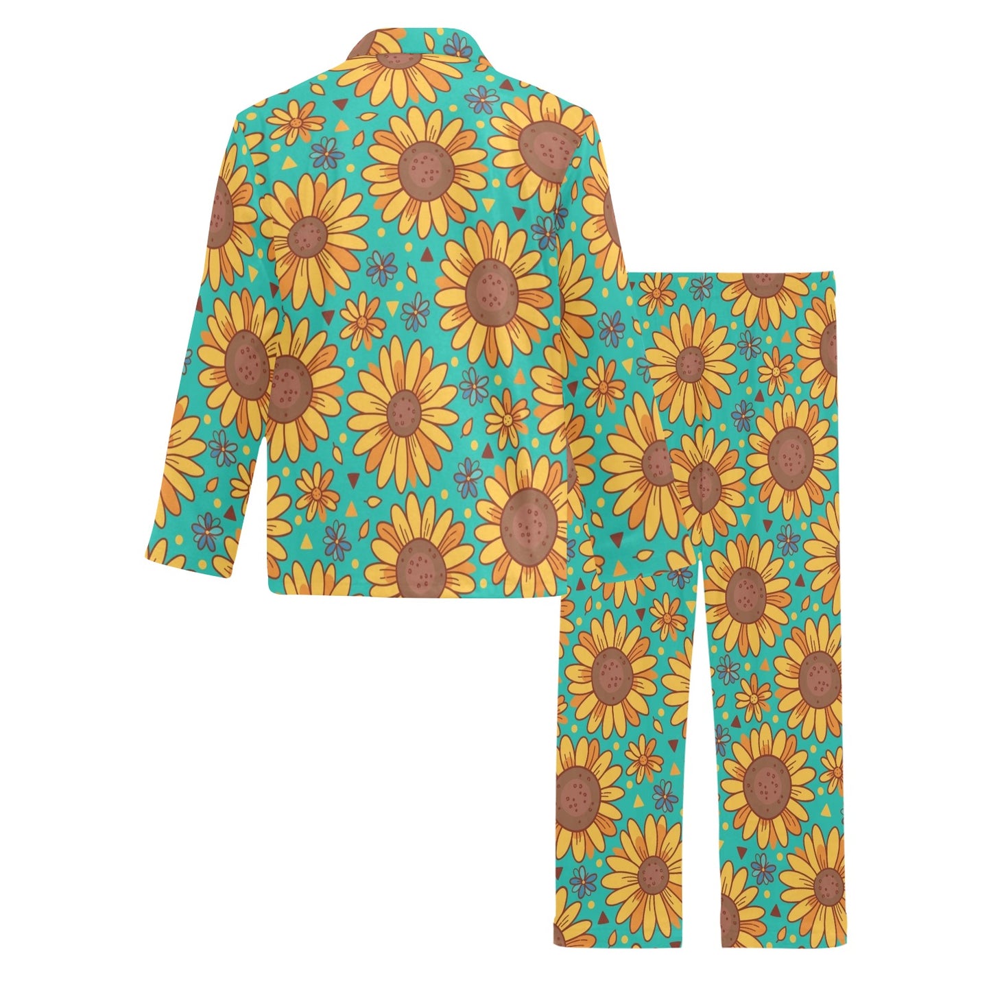 Sunflower Pattern Print Design SF013 Men's Long Pajama Set