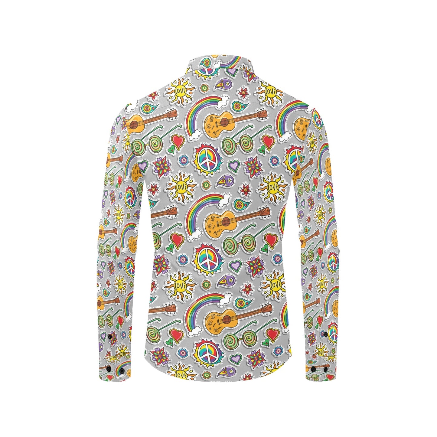 Hippie Print Design LKS306 Men's Long Sleeve Dress Shirt