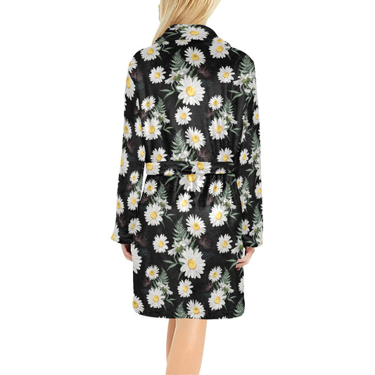 Daisy Pattern Print Design DS07 Women's Fleece Robe