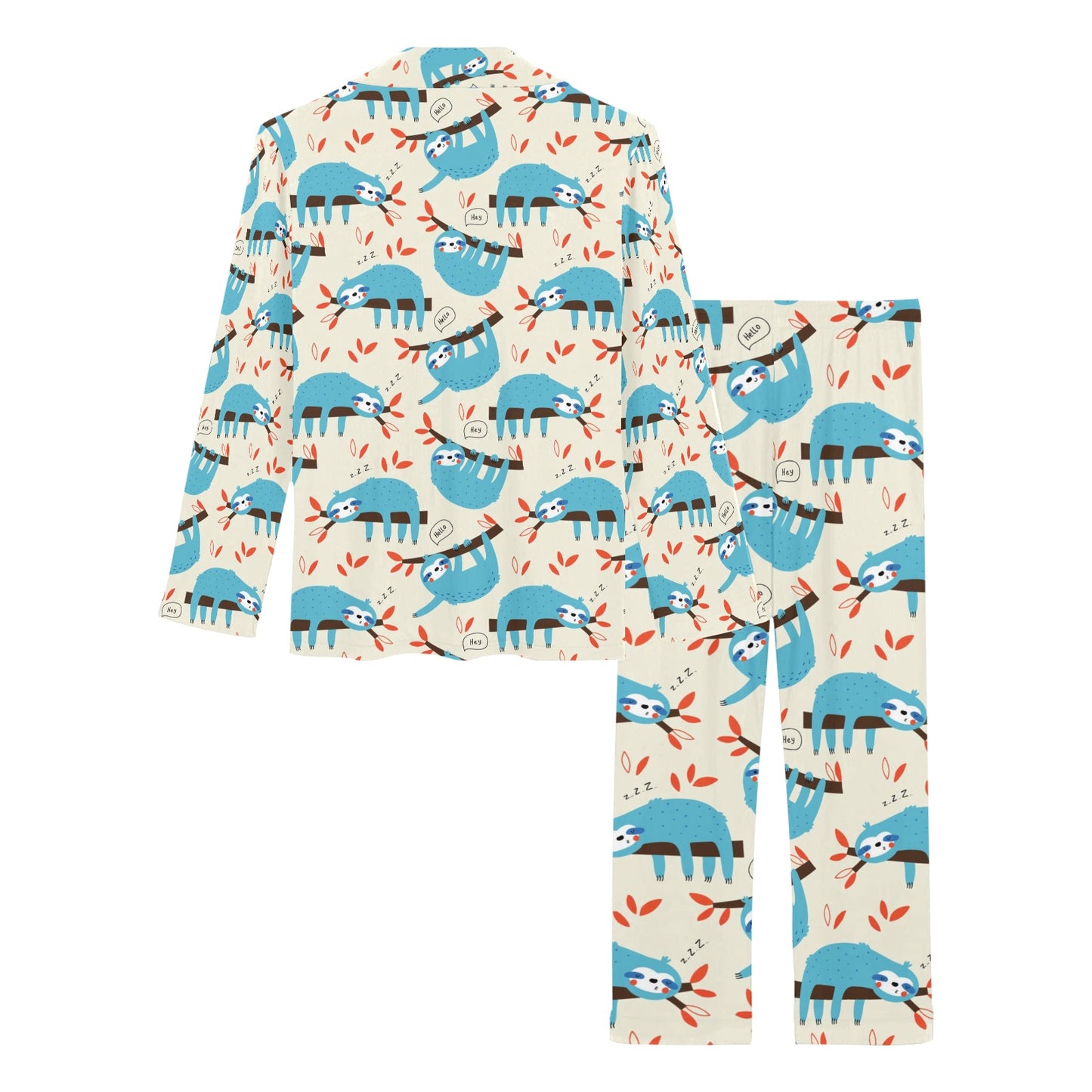 Sloth Print Design LKS3011 Women's Long Pajama Set