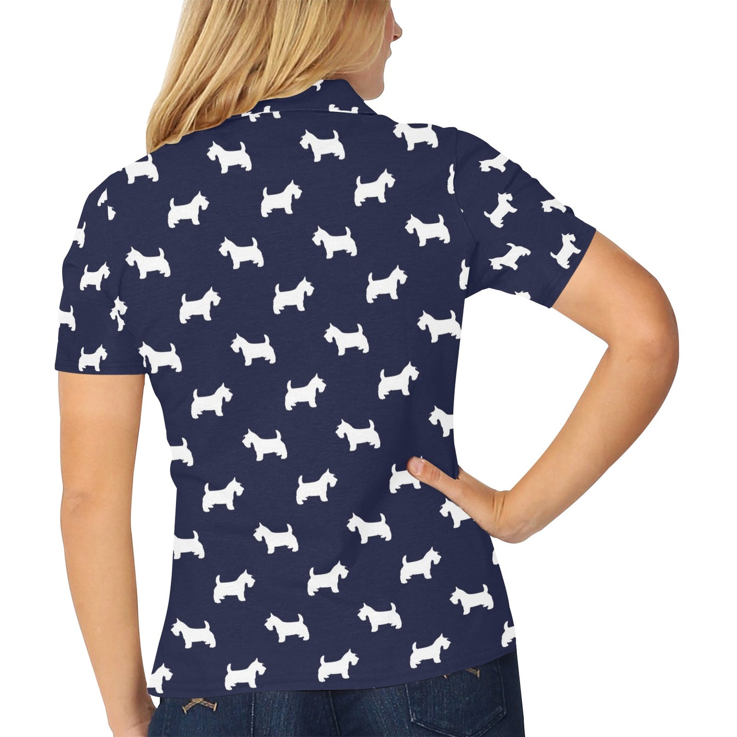Scottish Terriers Print Design LKS3019 Women's Polo Shirt