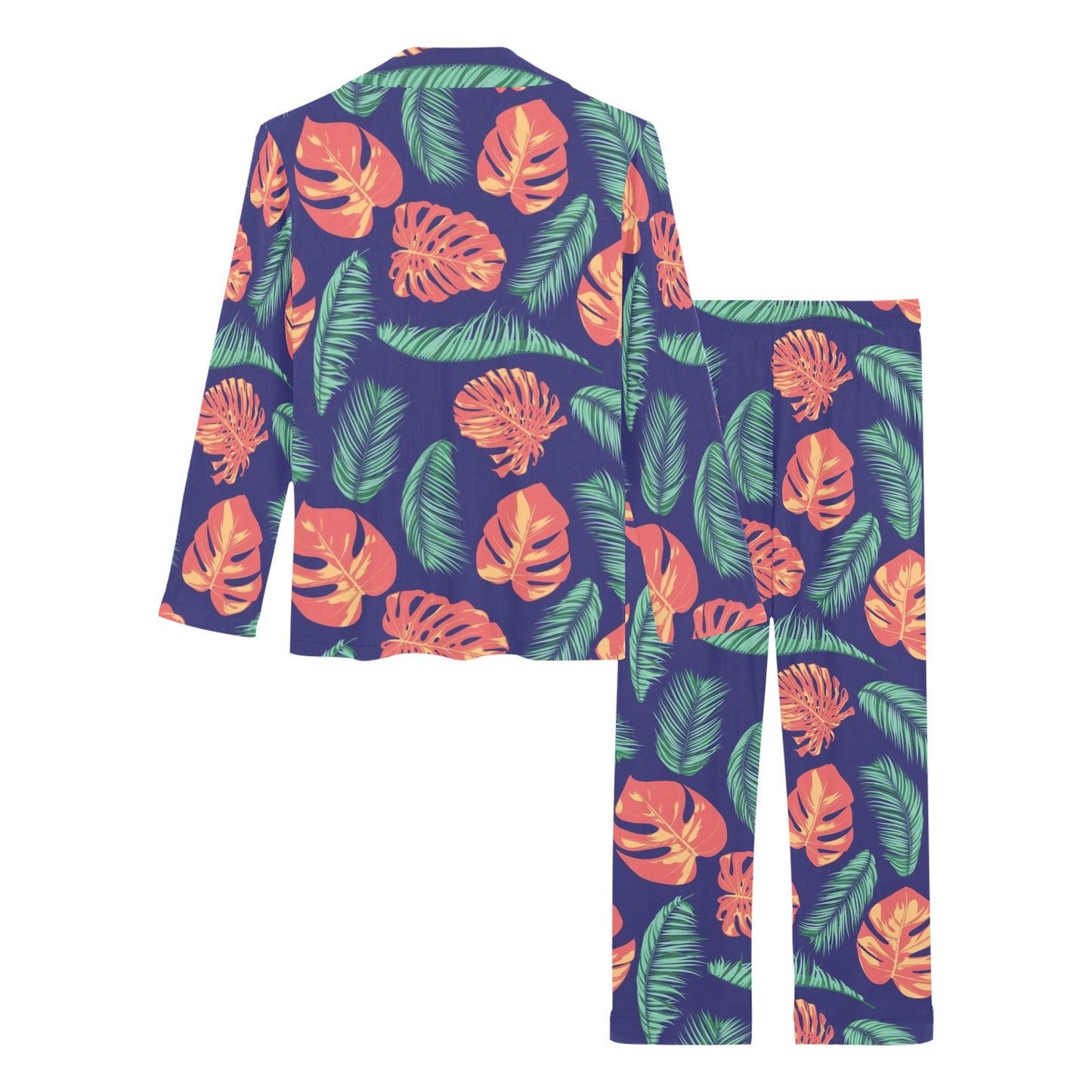 Palm Leaves Pattern Print Design PL011 Women's Long Pajama Set