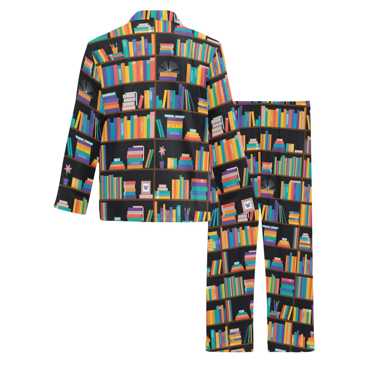 Book Pattern Print Design 05 Men's Long Pajama Set