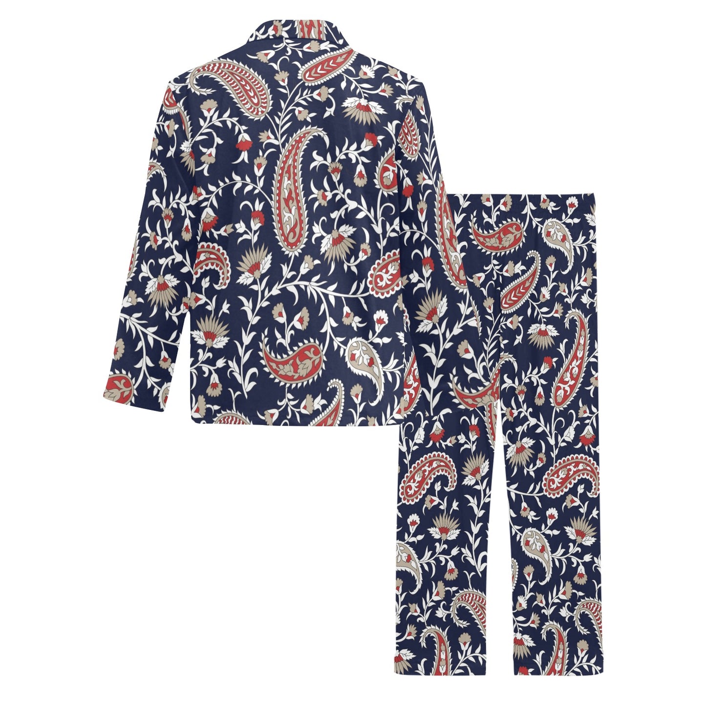 Paisley Pattern Print Design A05 Men's Long Pajama Set
