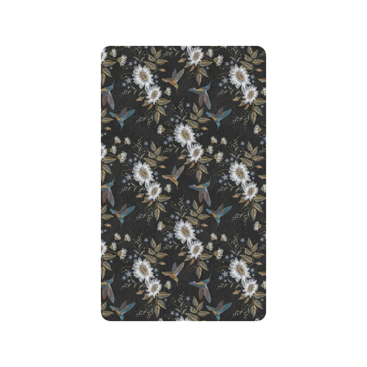 Hummingbird with Embroidery Themed Print Rubber Doormat