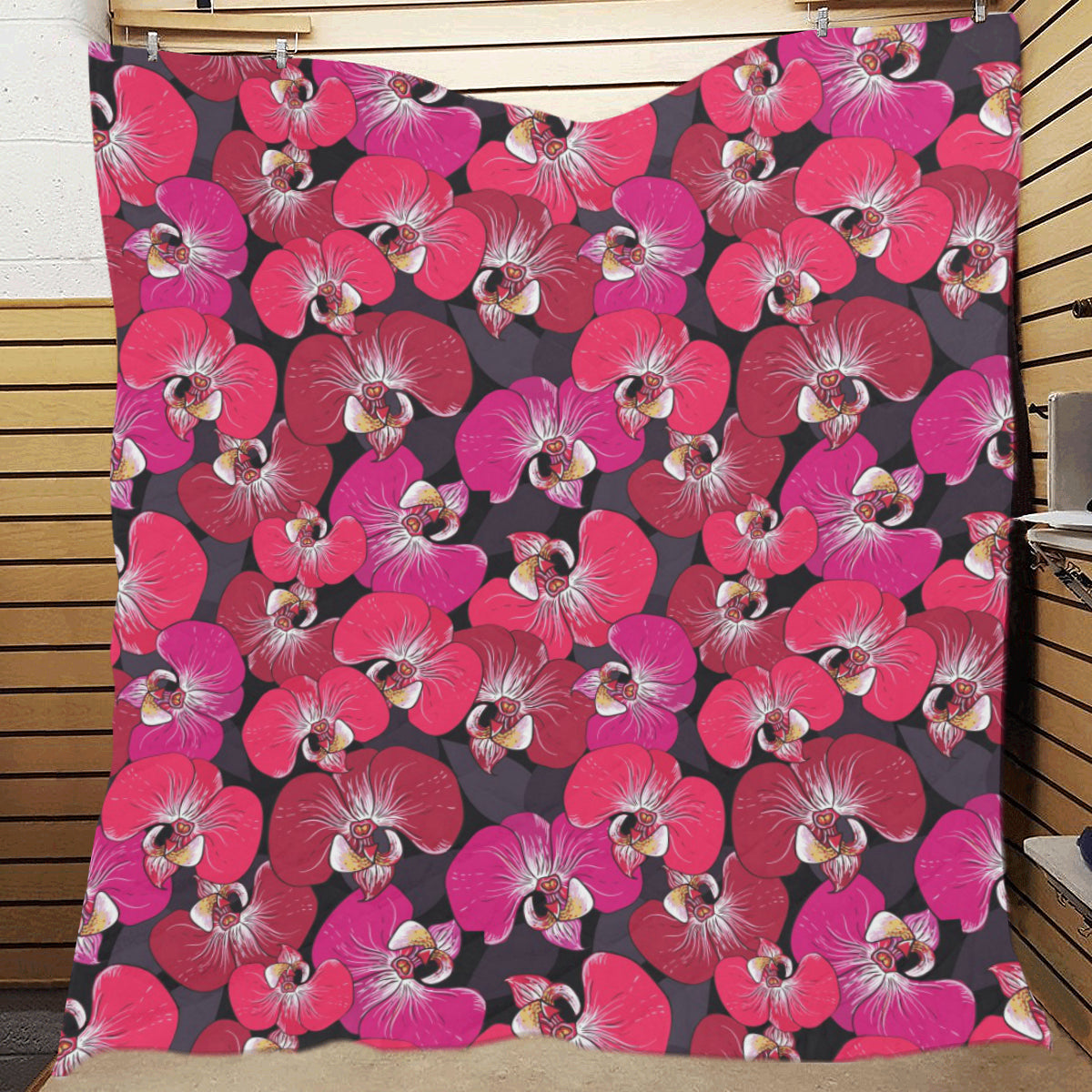 Orchid Red Pattern Print Design OR05 Premium Quilt