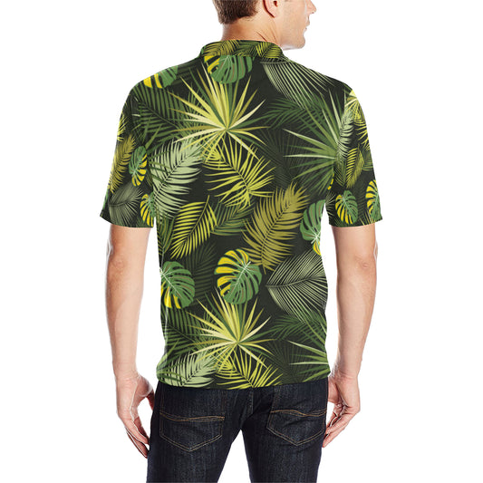 Palm Leaf Pattern Print Design A05 Men Polo Shirt