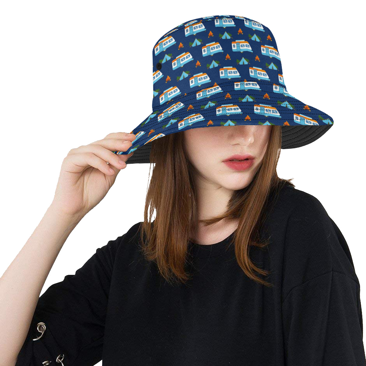Camper Pattern Camping Themed No 3 Print Unisex Bucket Hat