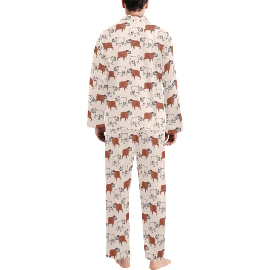 Bulldogs Pattern Print Design 04 Men's Long Pajama Set