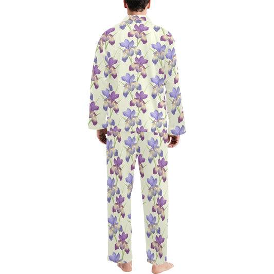 Iris Pattern Print Design IR08 Men's Long Pajama Set