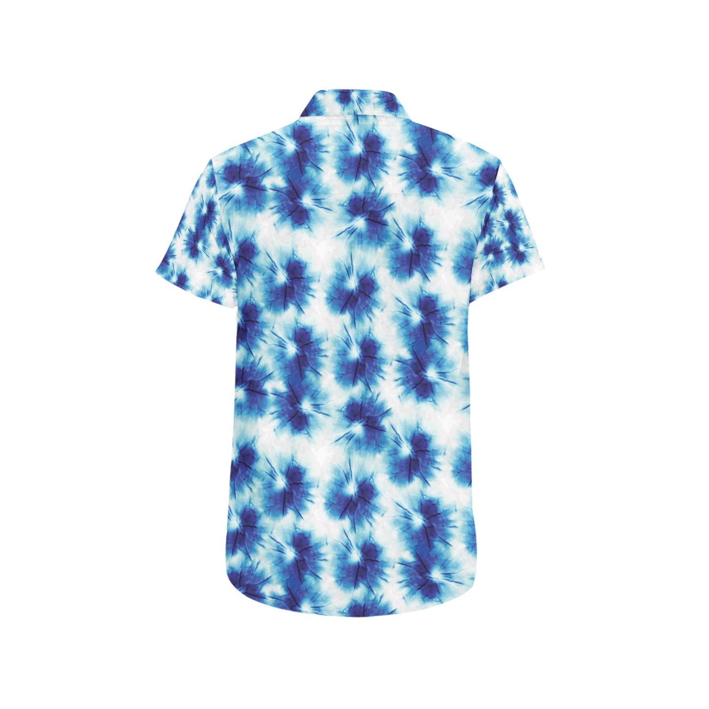 Tie Dye Blue Print Design LKS305 Men Short Sleeve Button Up Shirt