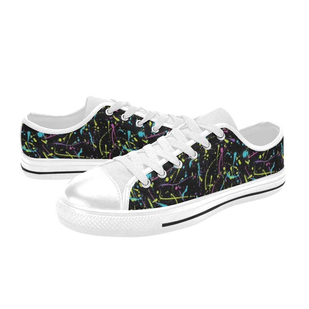 Splatter Multicolor Print Design LKS302 Women's White Low Top Shoes