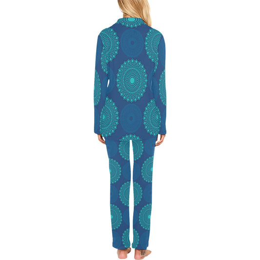Medallion Pattern Print Design 04 Women's Long Pajama Set