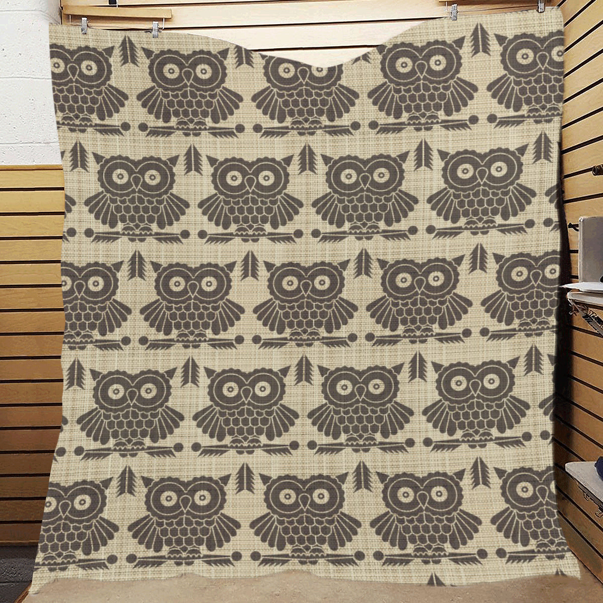 Owl Pattern Print Design A01 Premium Quilt