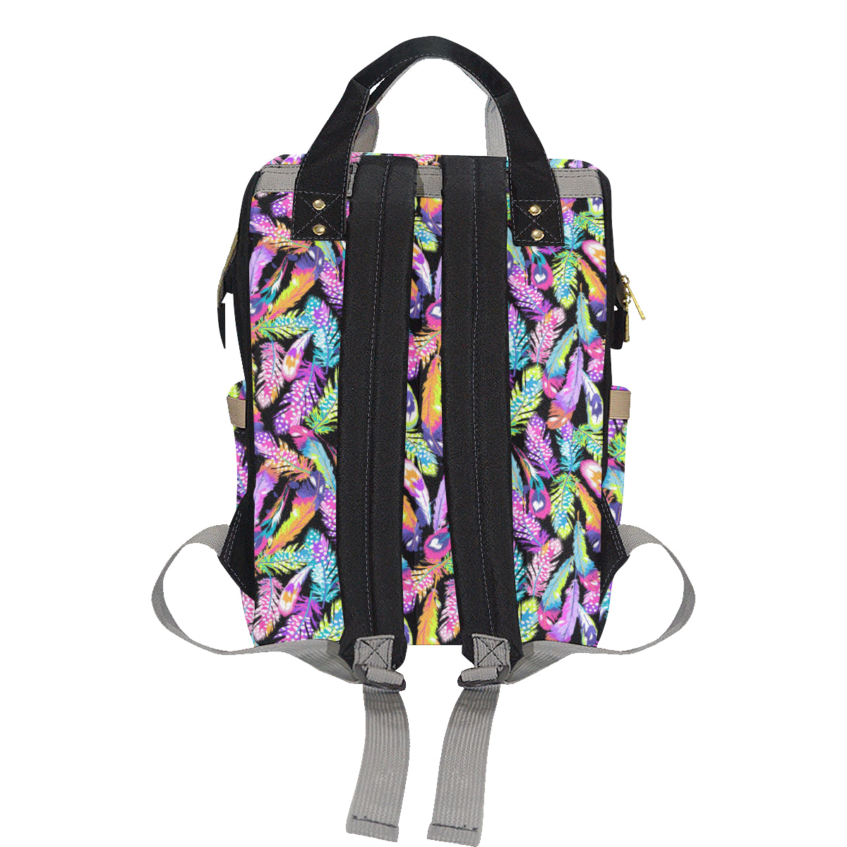 Neon Feather Pattern Print Design A02 Diaper Bag Backpack