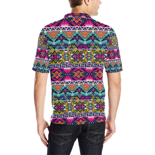Indian Navajo Color Themed Design Print Men Polo Shirt