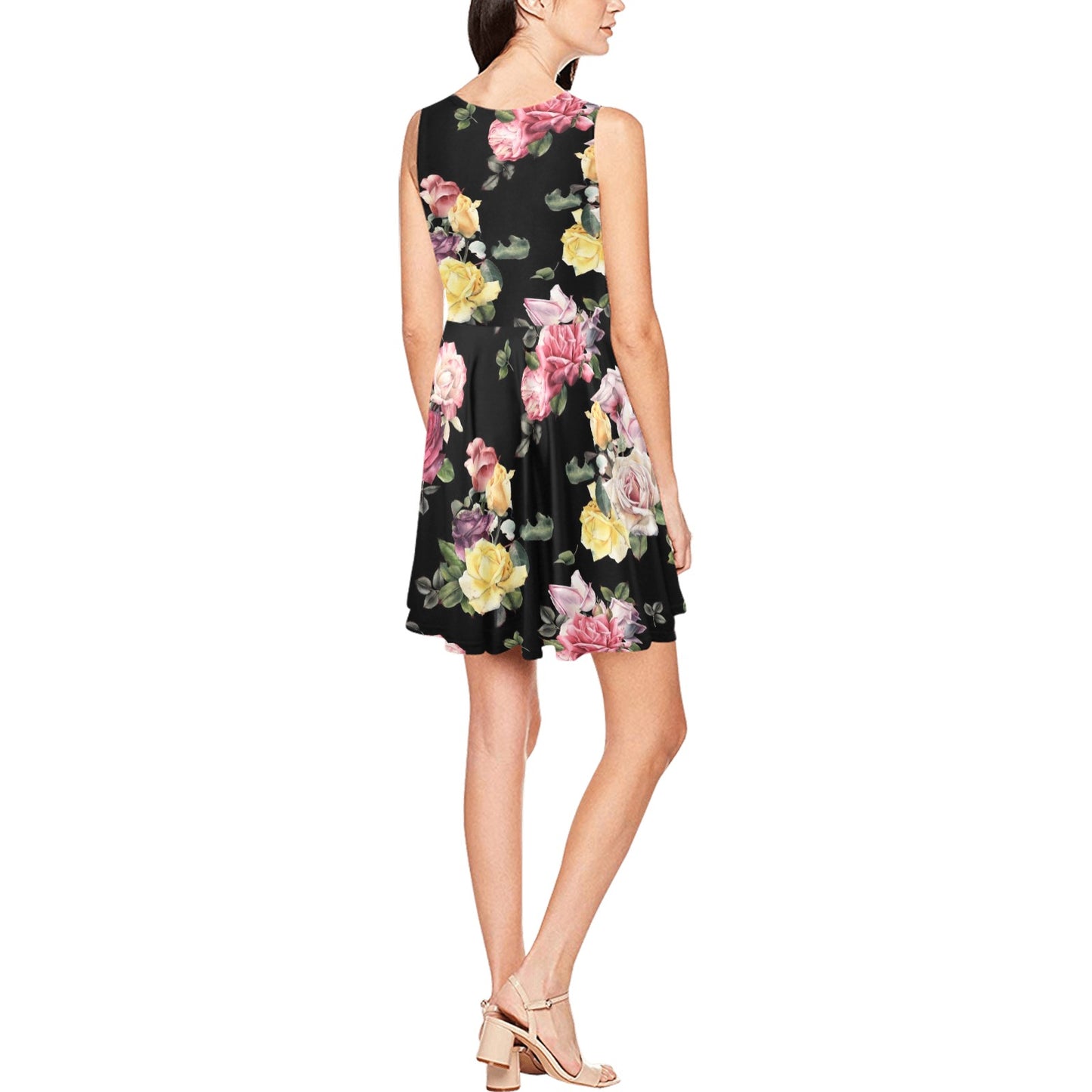 Rose Pattern Print Design RO010 Sleeveless Dress