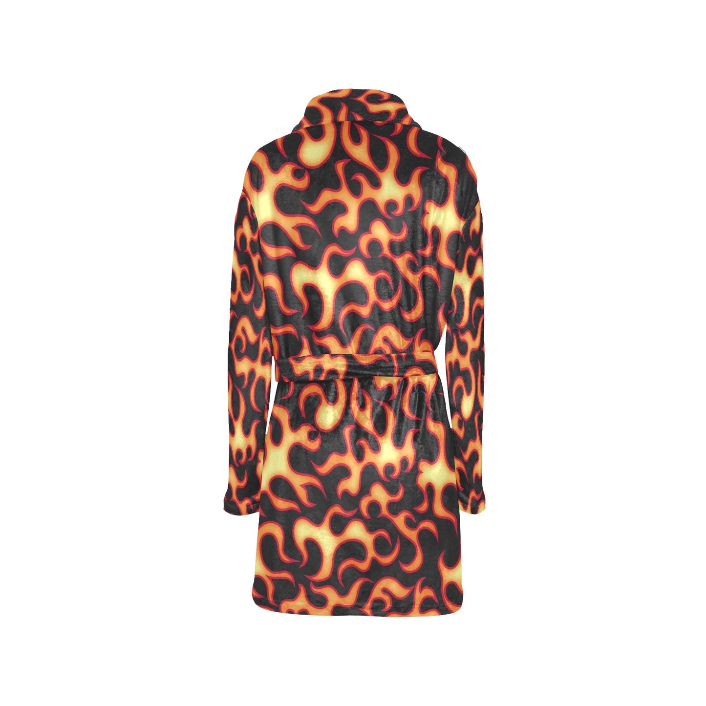 Flame Fire Themed Print Women's Fleece Robe