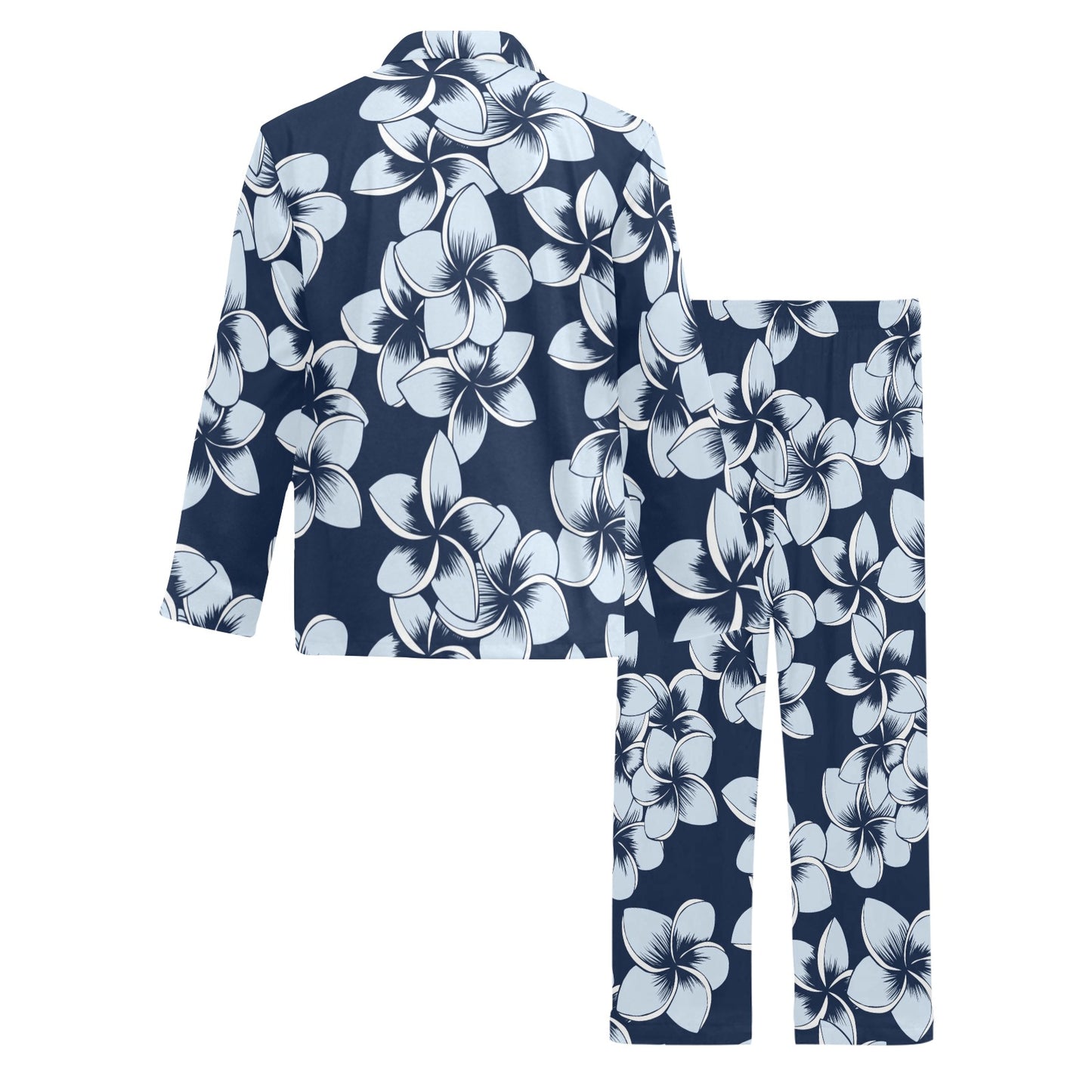 Plumeria Pattern Print Design A02 Men's Long Pajama Set