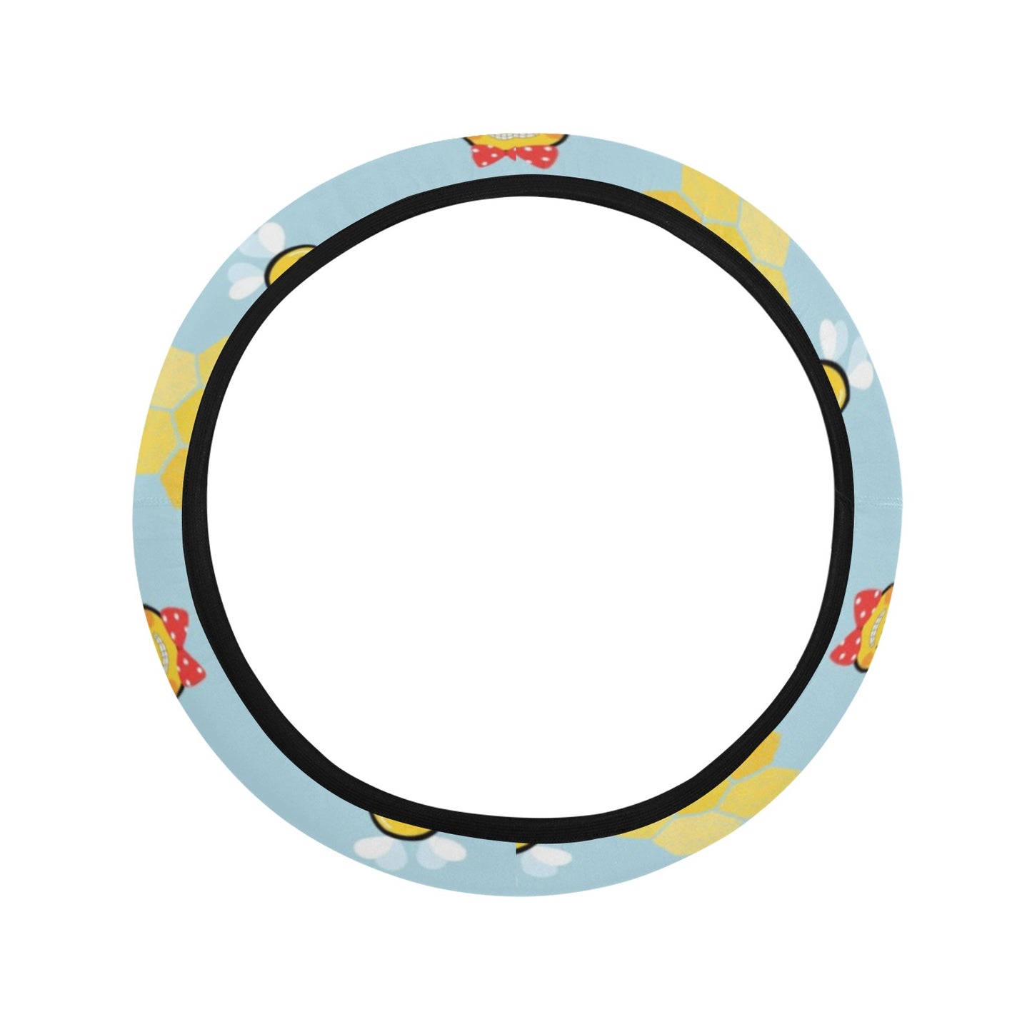 Bee Cute Print Design LKS304 Steering Wheel Cover with Elastic Edge