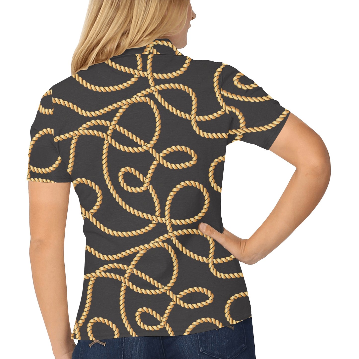 Rope Pattern Print Design A04 Women's Polo Shirt