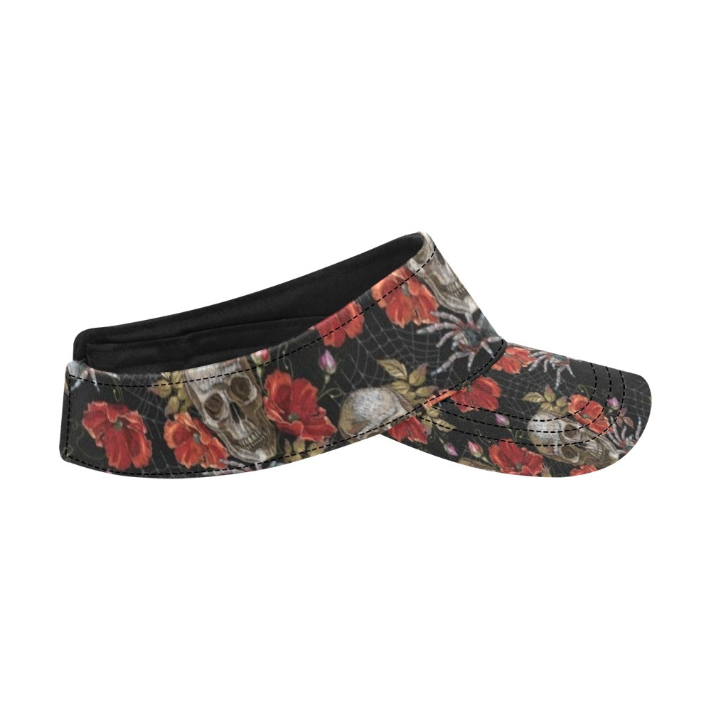 Spider Web Skull Rose Print Design LKS305 Unisex Sun Visor