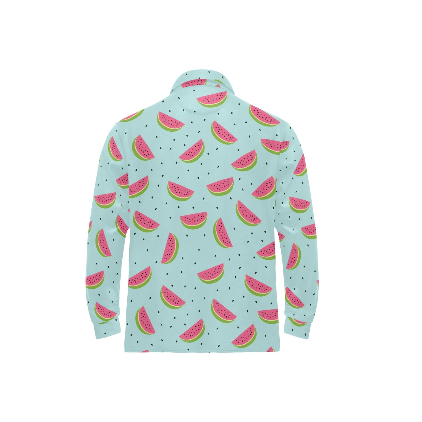 Watermelon Pattern Print Design WM06 Long Sleeve Polo Shirt For Men's