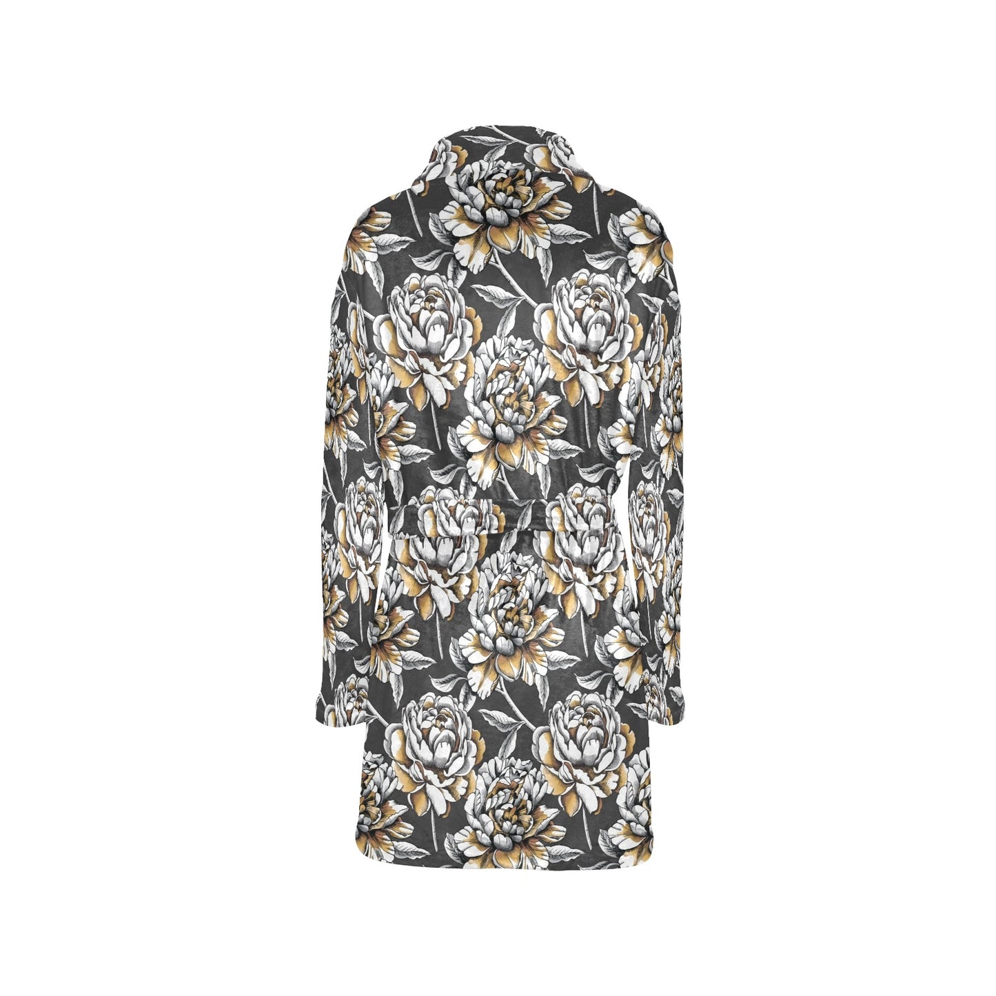 Peony Pattern Print Design PE06 Women's Fleece Robe