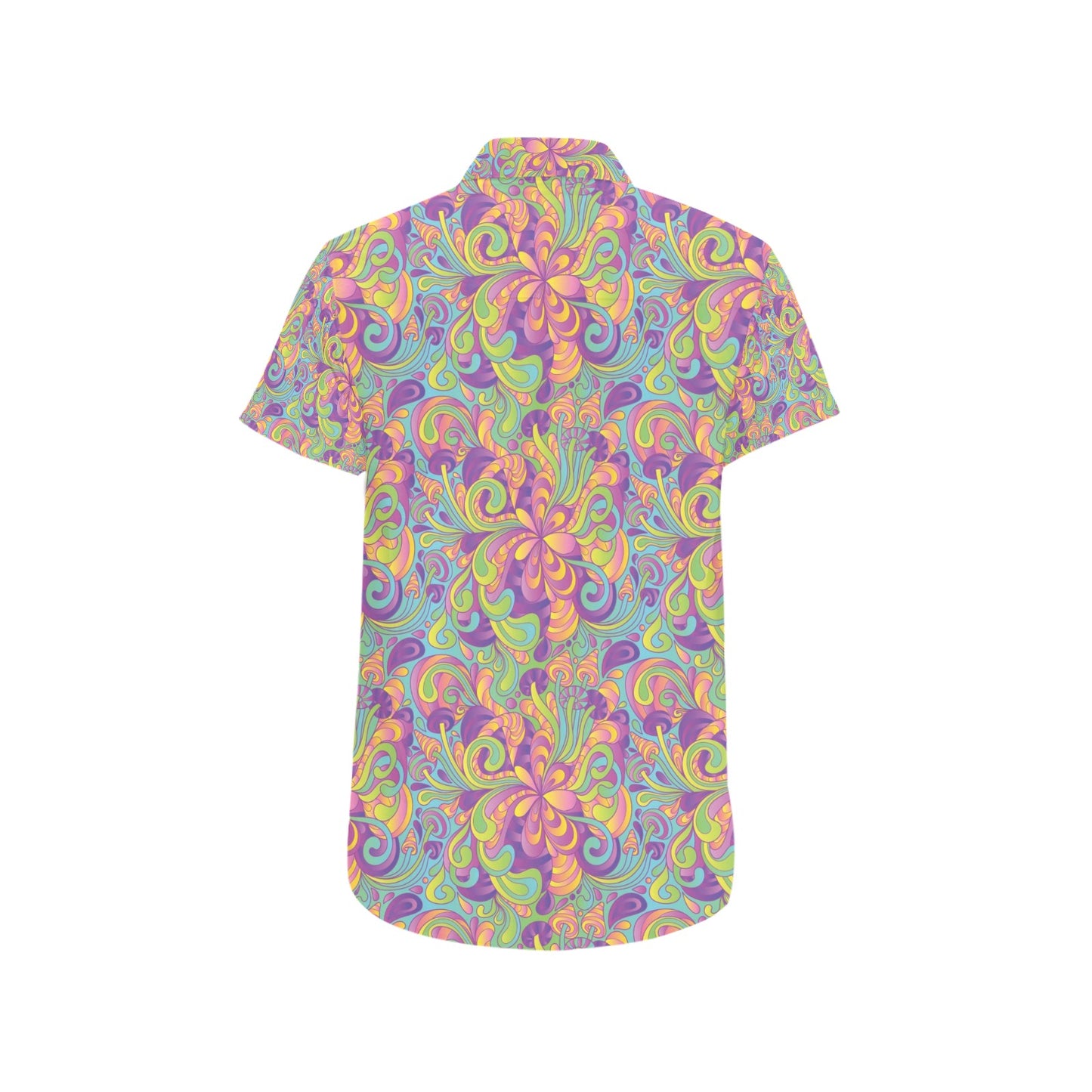 Trippy Print Design LKS306 Men Short Sleeve Button Up Shirt
