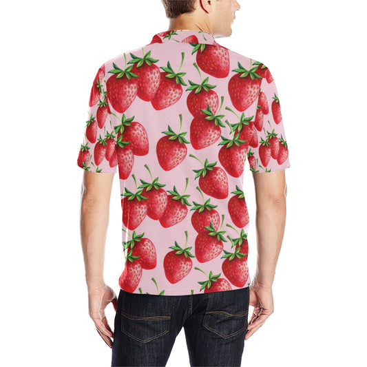 Strawberry Pattern Print Design SB03 Men Polo Shirt