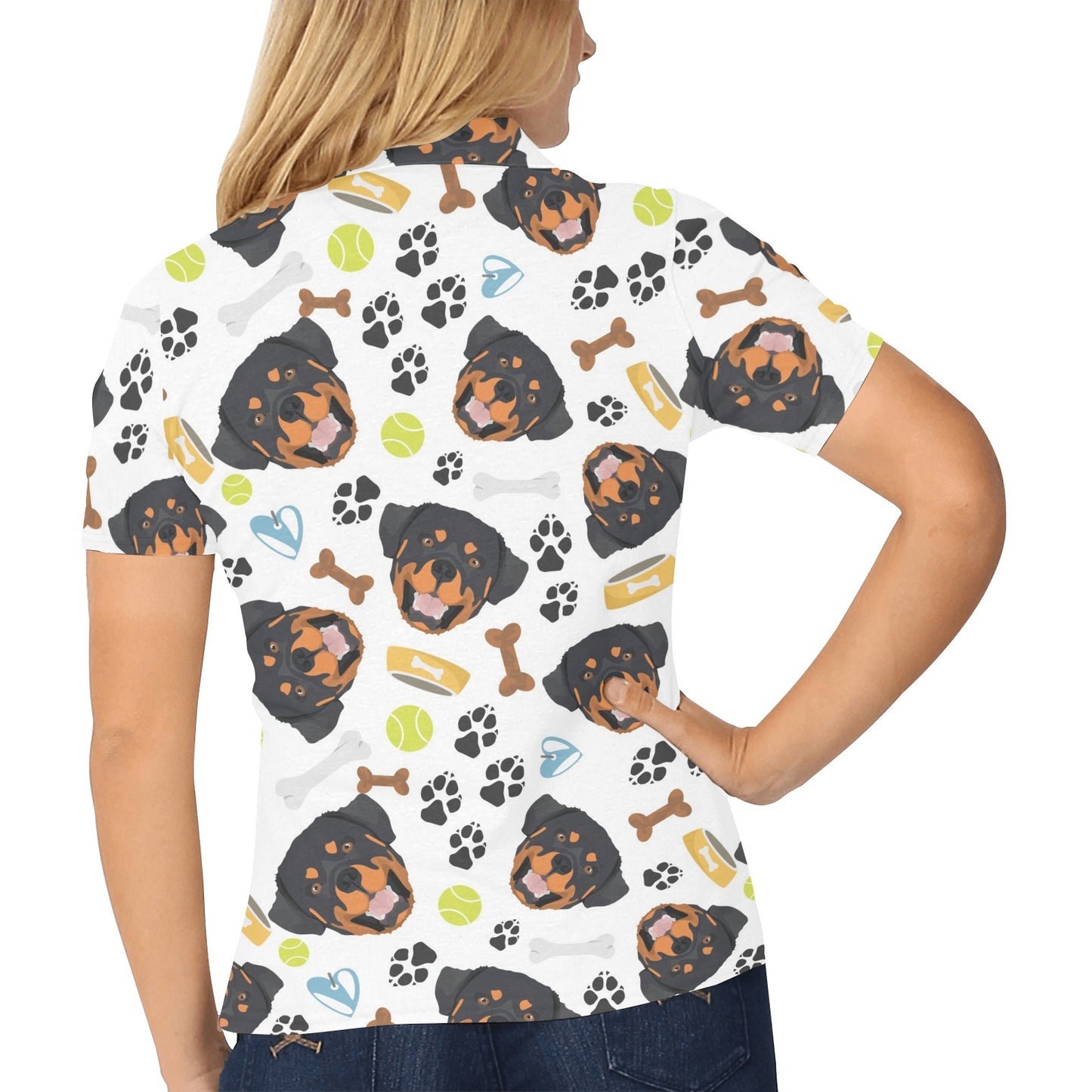 Rottweiler Pattern Print Design A04 Women's Polo Shirt