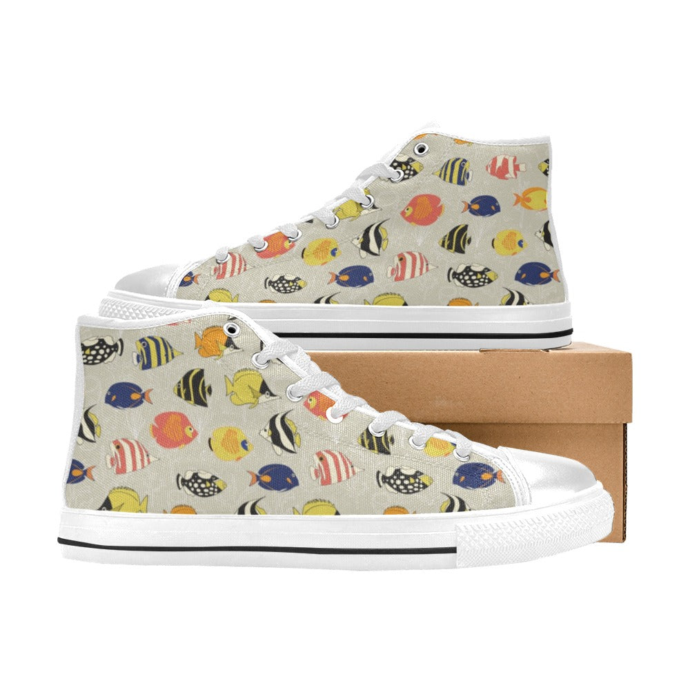 Angelfish Print Design LKS401 Men's High Top Canvas Shoes