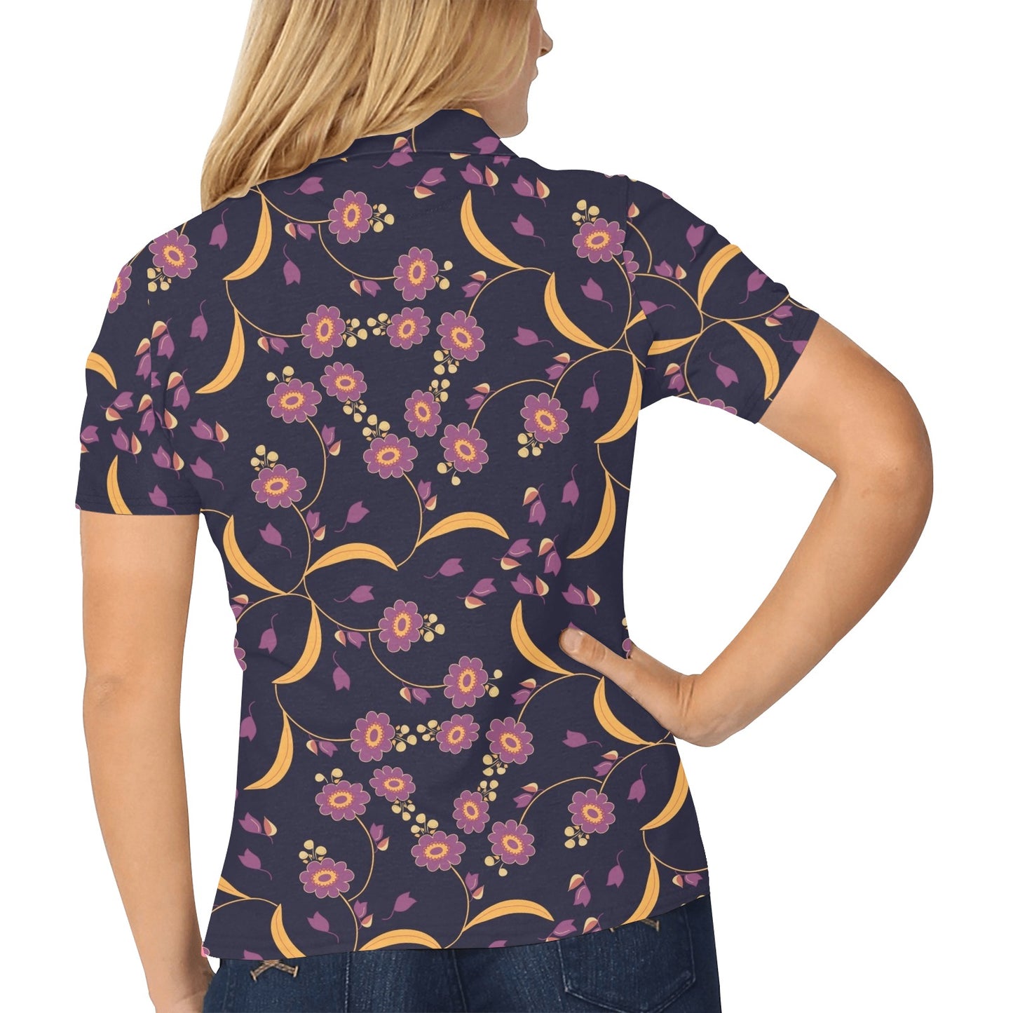 Anemone Pattern Print Design AM012 Women's Polo Shirt