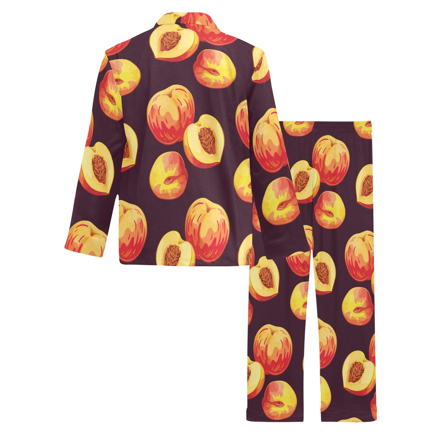 Peach Pattern Print Design A04 Men's Long Pajama Set