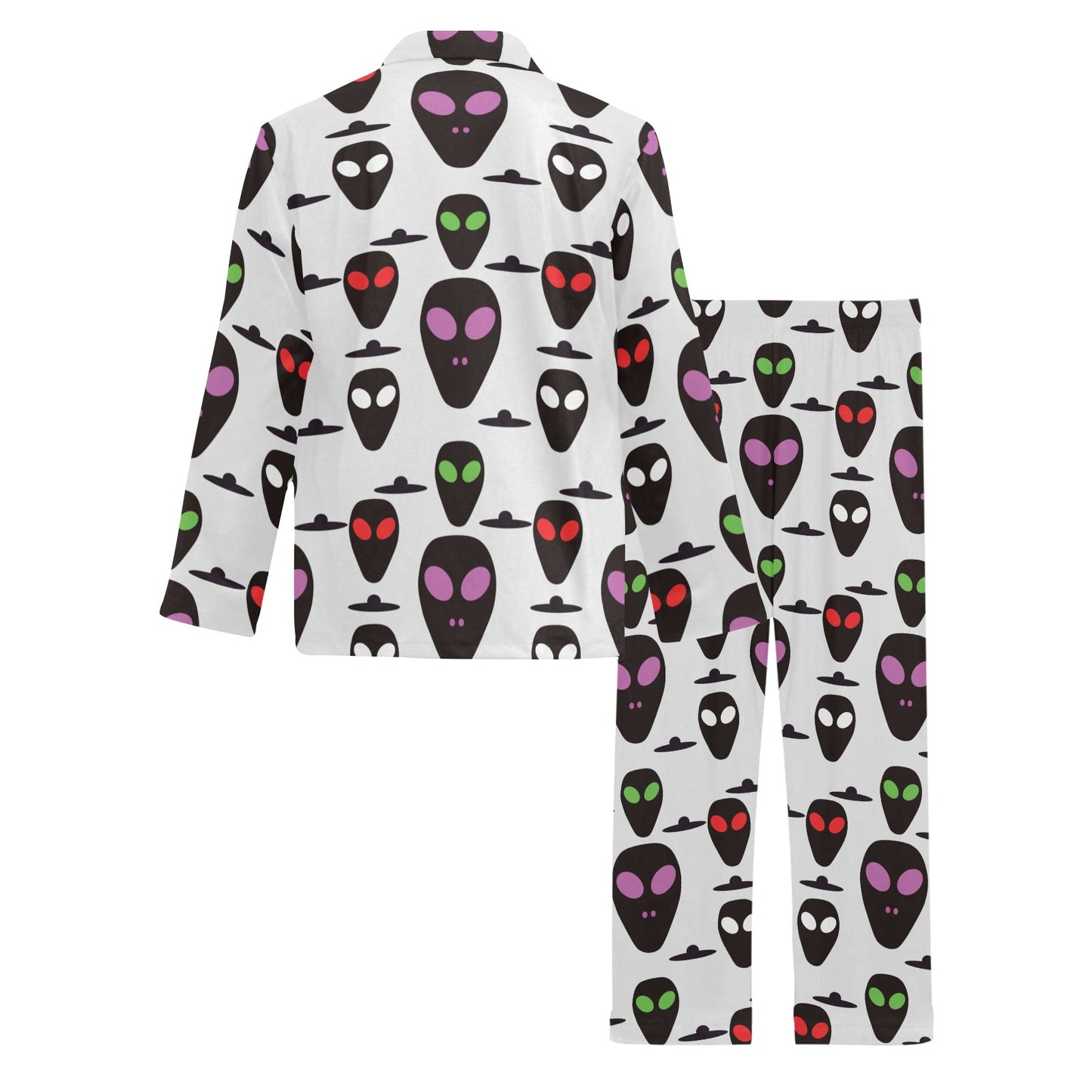Alien Pattern Print Design 06 Men's Long Pajama Set