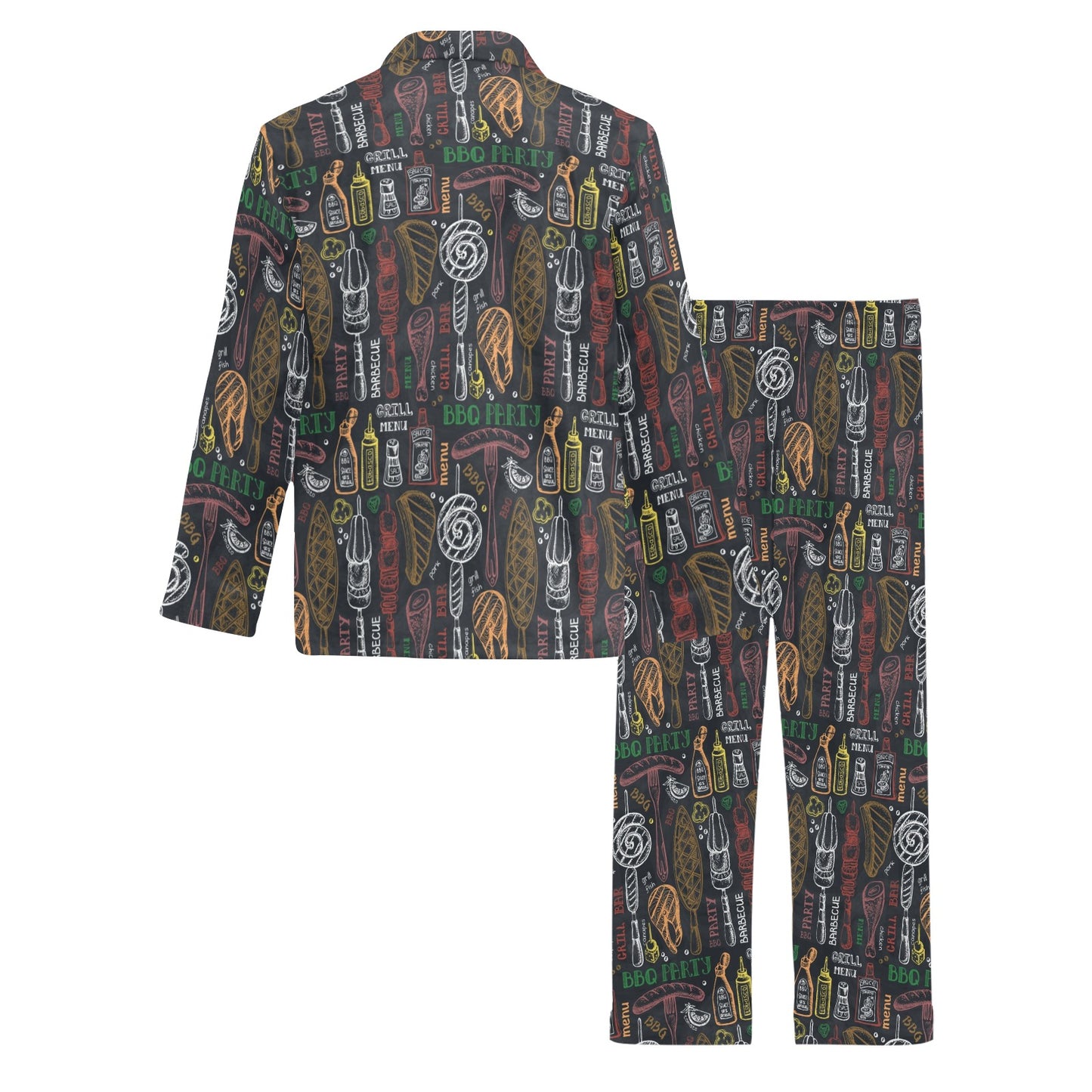 Barbecue Pattern Print Design 03 Men's Long Pajama Set