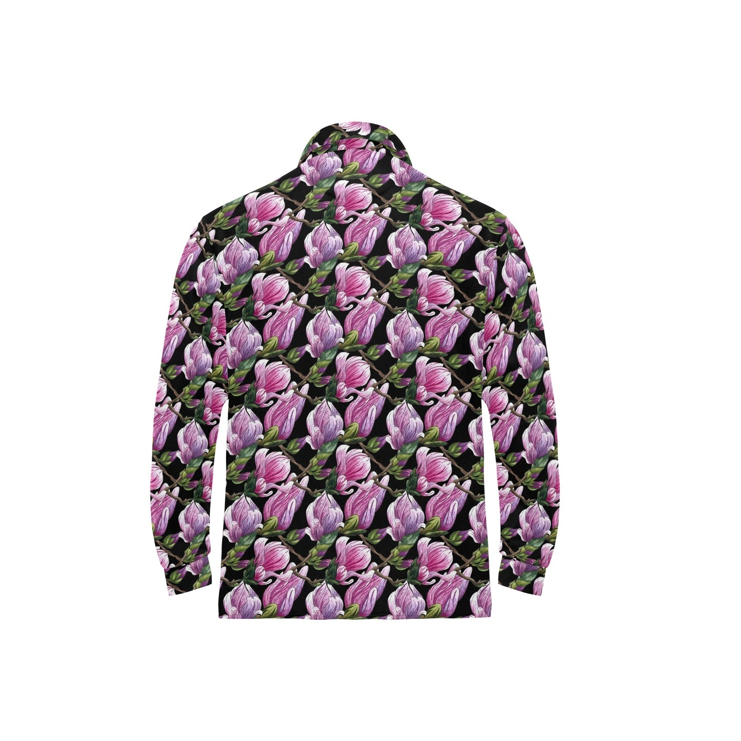 Magnolia Pattern Print Design MAG011 Long Sleeve Polo Shirt For Men's