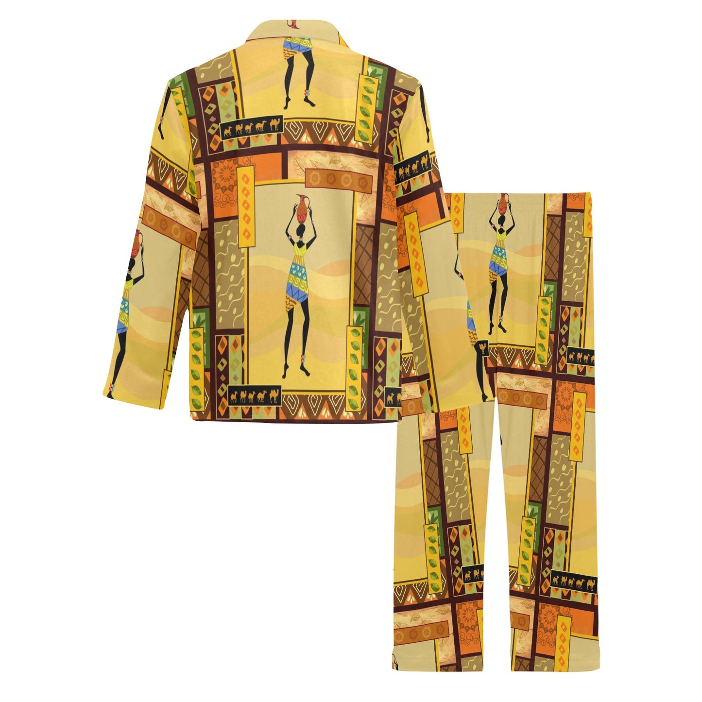African Girl Design Men's Long Pajama Set