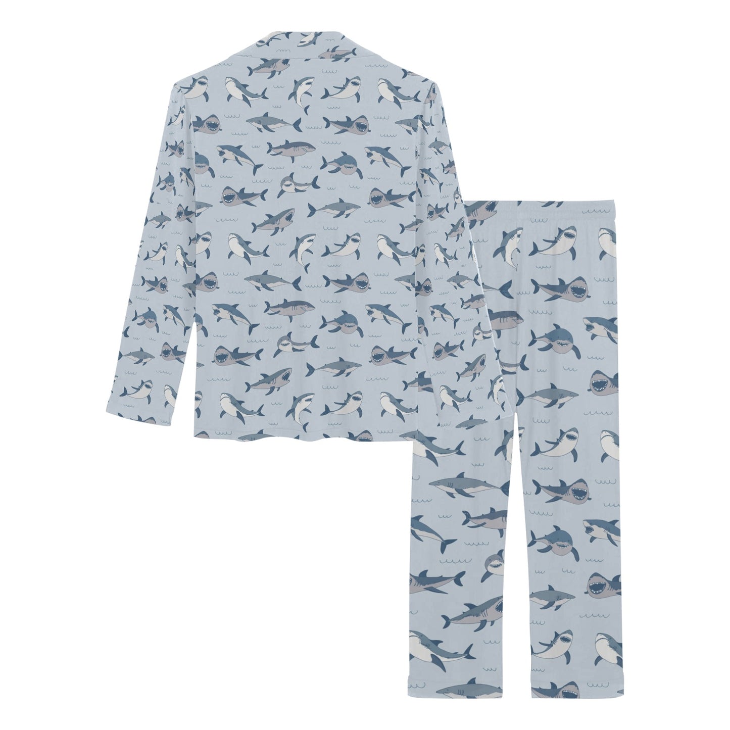 Shark Print Design LKS304 Women's Long Pajama Set